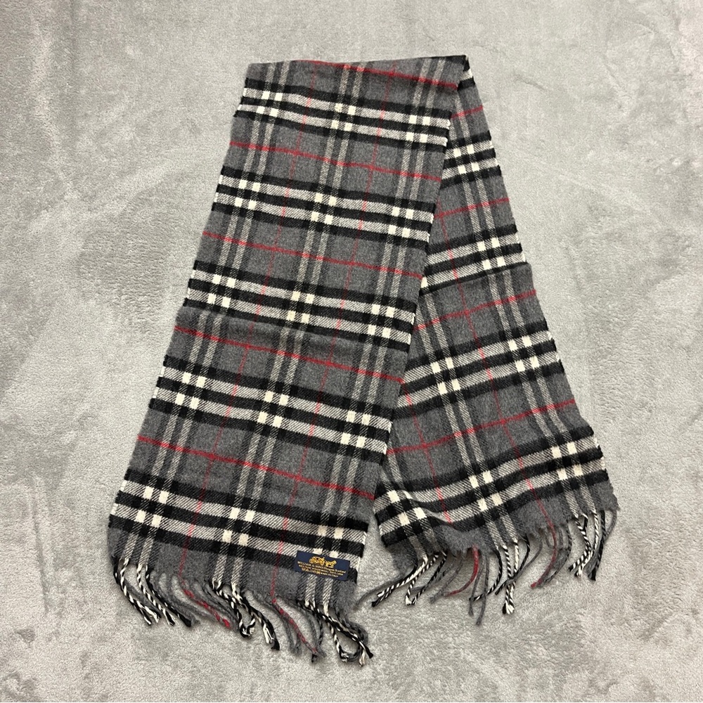 William & Sons Glasgow Scotland Wool Scarf Gray Tartan Pattern Made in Italy